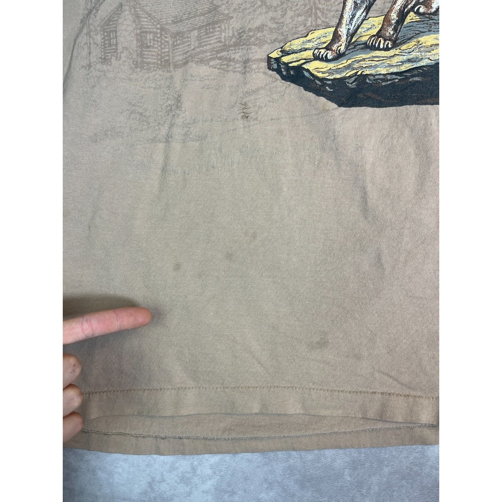VINTAGE Mountain Lion Shirt Mens Large Brown Tee Nature Colorado USA Made 90s - Picture 9 of 14